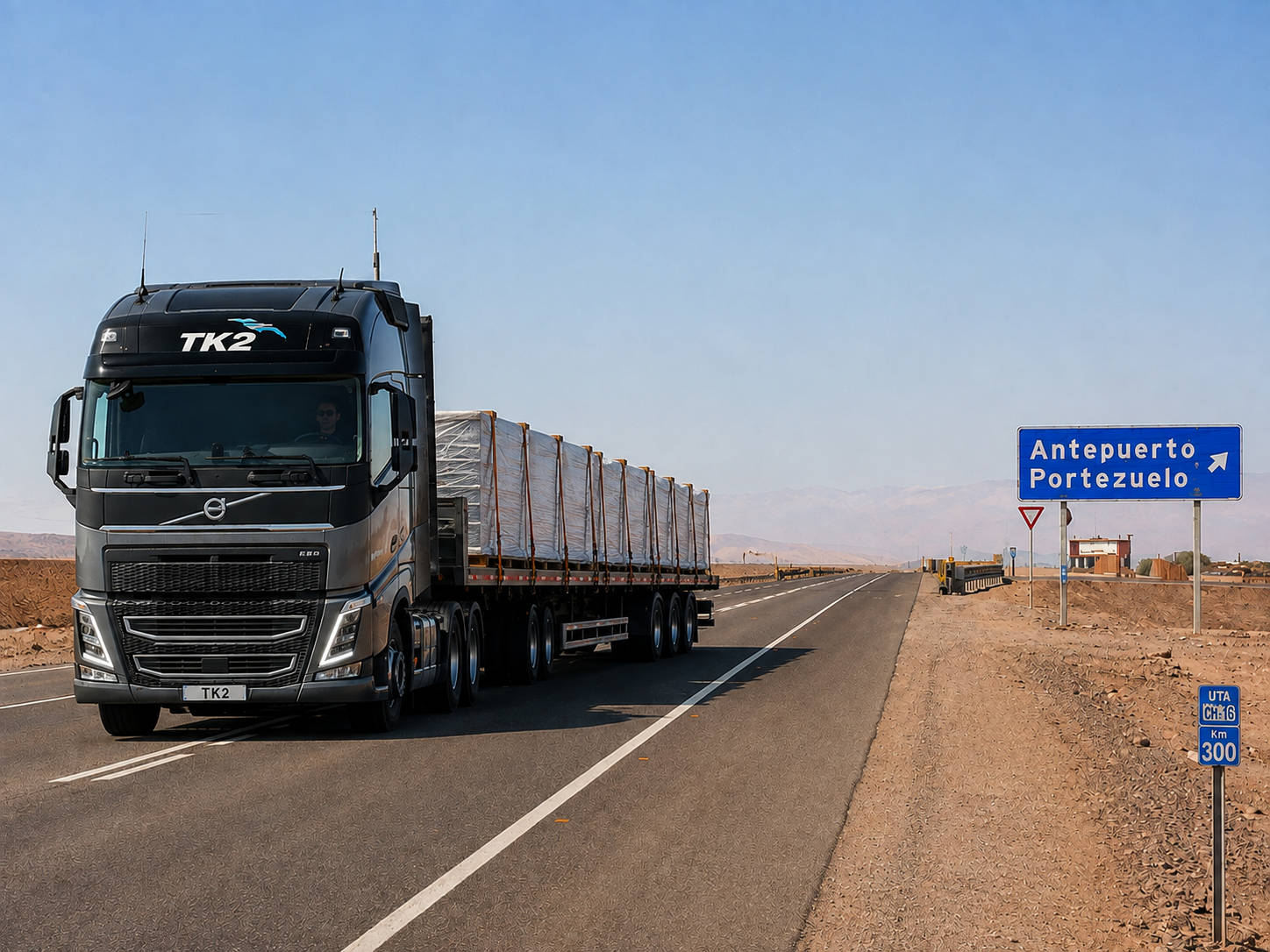 Transporte de carga en rampla por ruta chilena